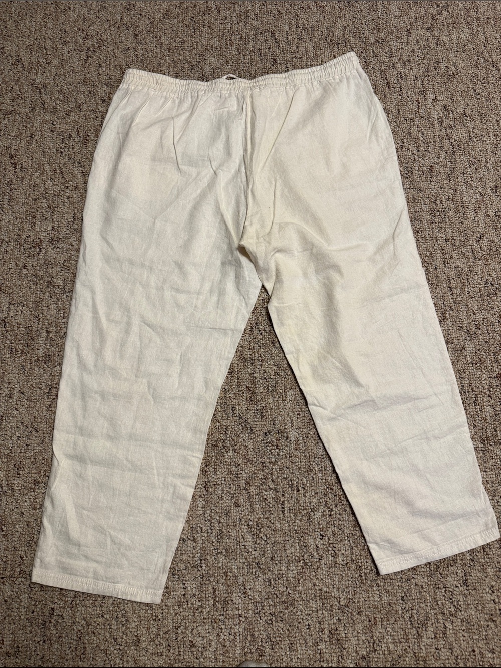 Women's Straight-Leg Drawstring Linen Pants - Cream - Picture 4 of 4